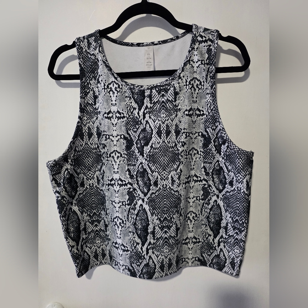 Balance Collection Athletic Crop Top, Snakeskin, XXL